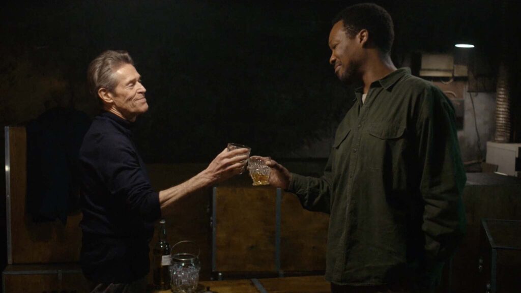 Willem Dafoe as Anniston Bennet and Corey Hawkins as Charles Blakey in The Man In My Basement, directed by Nadia Latif. Copyright: Andscape. All Rights Reserved.