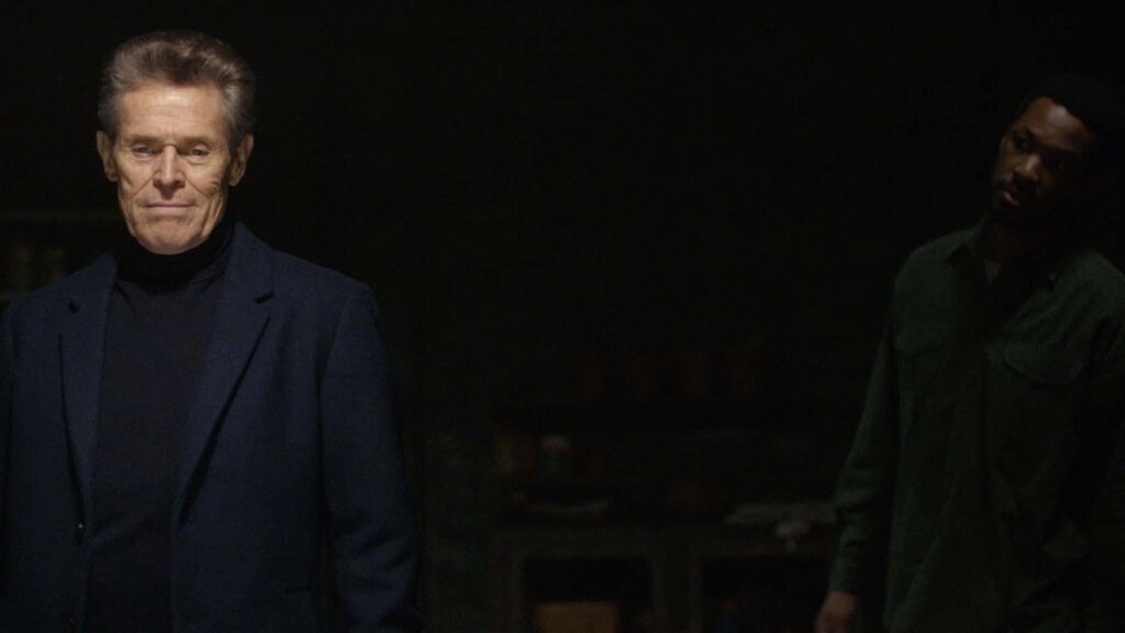 Willem Dafoe as Anniston Bennet and Corey Hawkins as Charles Blakey in The Man In My Basement, directed by Nadia Latif. Copyright: Andscape. All Rights Reserved.