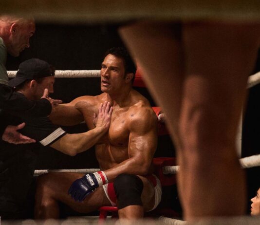 Dwayne Johnson as Mark Kerr in The Smashing Machine, directed by Benny Safdie. Copyright: A24 Films. All Rights Reserved.