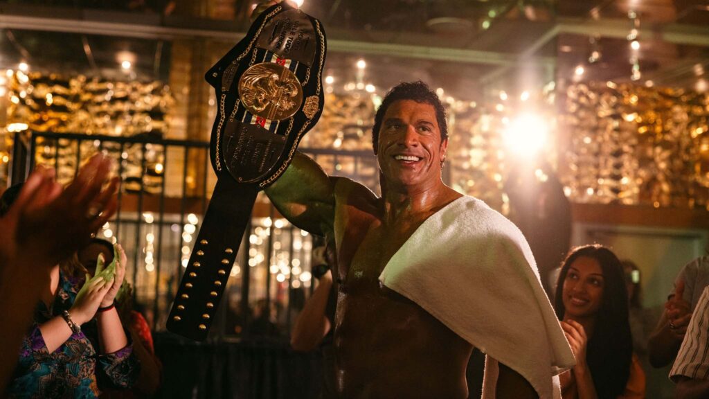 Dwayne Johnson as Mark Kerr in The Smashing Machine, directed by Benny Safdie. Copyright: A24 Films. All Rights Reserved.