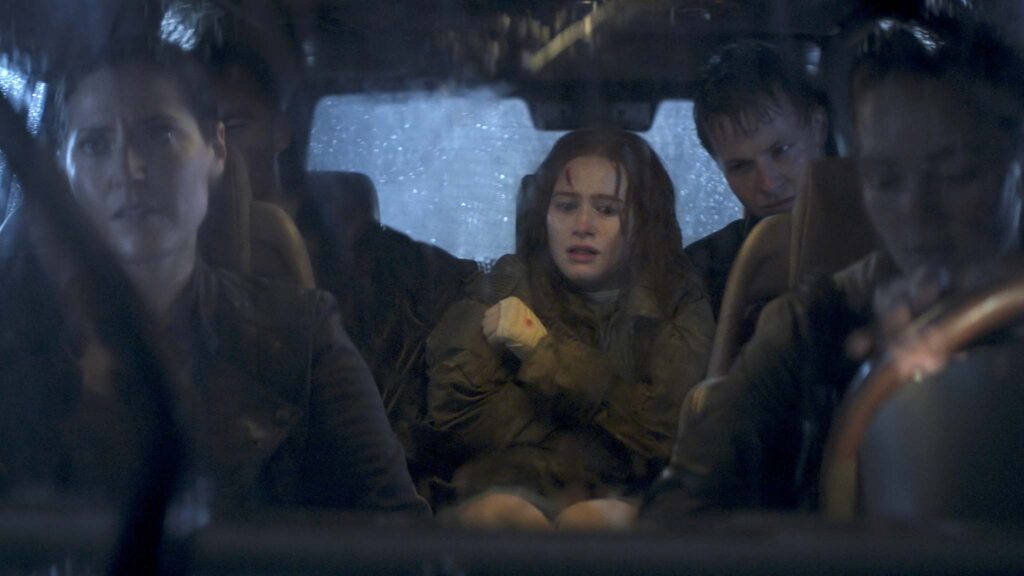 Sara Freedland as Annie, Gabriel Basso as Gregory, Madelaine Petsch as Maya, Pablo Sandstrom as Neil and Brooke Lena Johnson as Nurse Danica in The Strangers: Chapter 2, directed by Renny Harlin. Copyright: Lionsgate. All Rights Reserved.