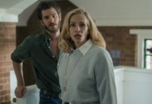 Andrew Garfield as Hank and Julia Roberts as Alma in After The Hunt, directed by Luca Guadagnino. Copyright: Amazon Content Services LLC. All Rights Reserved.