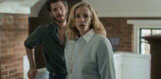 Andrew Garfield as Hank and Julia Roberts as Alma in After The Hunt, directed by Luca Guadagnino. Copyright: Amazon Content Services LLC. All Rights Reserved.