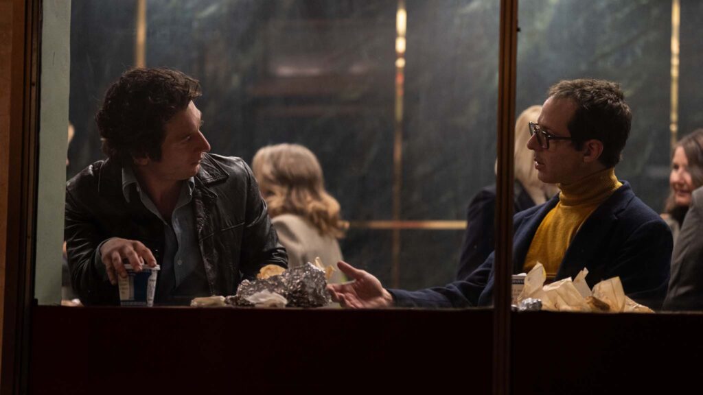 Jeremy Allen White as Bruce Springsteen and Jeremy Strong as Jon Landau in Springsteen: Deliver Me From Nowhere, directed by Scott Cooper. Photo: Macall Polay. Copyright: 20th Century Studios. All Rights Reserved.