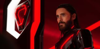 Jared Leto as Ares in Tron: Ares, directed by Joachim Ronning. Photo: Leah Gallo. Copyright: Disney Enterprises, Inc. All Rights Reserved.