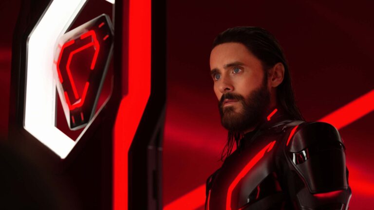 Jared Leto as Ares in Tron: Ares, directed by Joachim Ronning. Photo: Leah Gallo. Copyright: Disney Enterprises, Inc. All Rights Reserved.