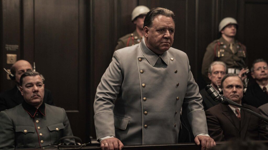 Russell Crowe as Hermann Goring in Nuremberg, directed by James Vanderbilt. Photo: Scott Garfield. Copyright: Sky TV. All Rights Reserved.