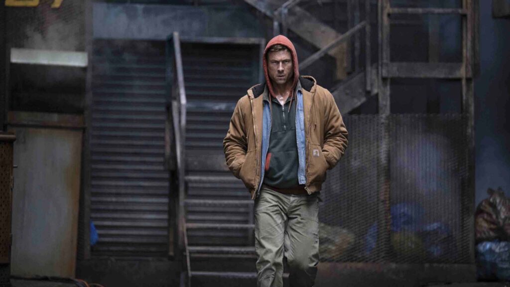 Glen Powell in The Running Man, directed by Edgar Wright. Photo: Ross Ferguson. Copyright: Paramount Pictures. All Rights Reserved.