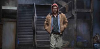 Glen Powell in The Running Man, directed by Edgar Wright. Photo: Ross Ferguson. Copyright: Paramount Pictures. All Rights Reserved.