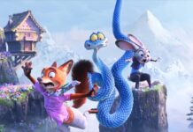 Nick Wilde (voiced by Jason Bateman), Gary De’Snake (Ke Huy Quan) and Judy Hopps (Ginnifer Goodwin) in Zootropolis 2, directed by Jared Bush and Byron Howard. Copyright: Disney Enterprises, Inc. All Rights Reserved.