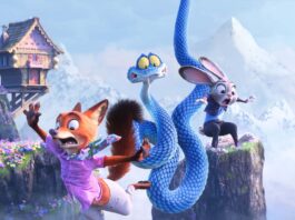 Nick Wilde (voiced by Jason Bateman), Gary De’Snake (Ke Huy Quan) and Judy Hopps (Ginnifer Goodwin) in Zootropolis 2, directed by Jared Bush and Byron Howard. Copyright: Disney Enterprises, Inc. All Rights Reserved.