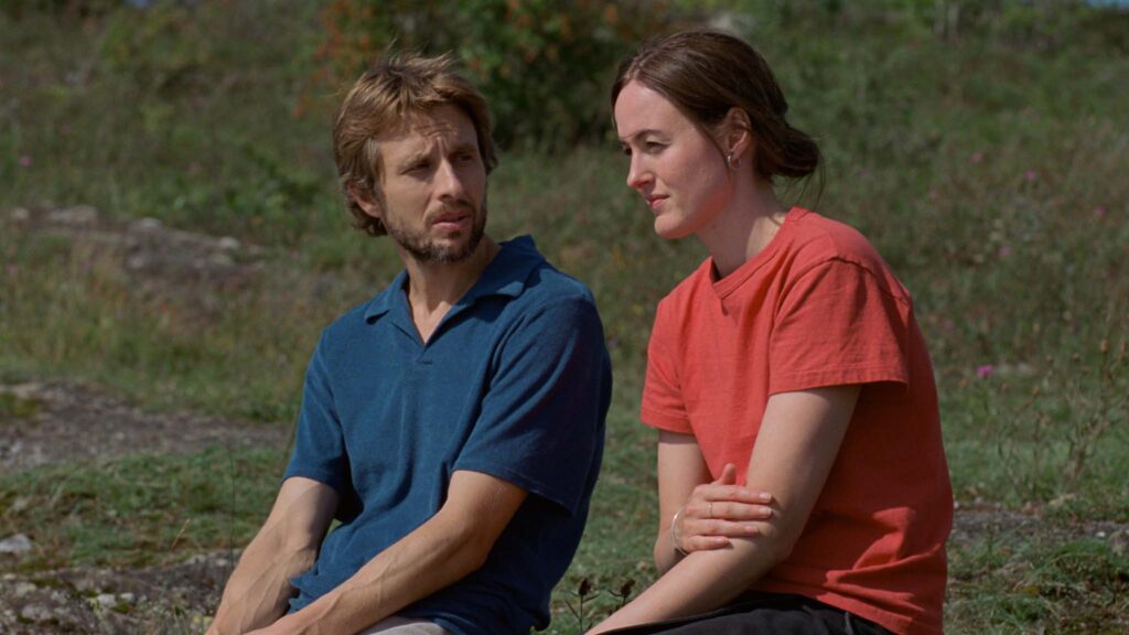 Anders Danielsen Lie as Jakob and Renate Reinsve as Nora Borg in Sentimental Value, directed by Joaquim Trier. Photo: Kasper Tuxen Andersen. Copyright: MUBI. All Rights Reserved.