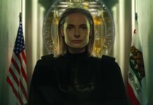 Rebecca Ferguson as Judge Maddox in Mercy, directed by Timur Bekmambetov. Copyright: 2025 Amazon Content Services LLC. All Rights Reserved.