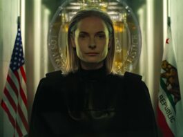 Rebecca Ferguson as Judge Maddox in Mercy, directed by Timur Bekmambetov. Copyright: 2025 Amazon Content Services LLC. All Rights Reserved.