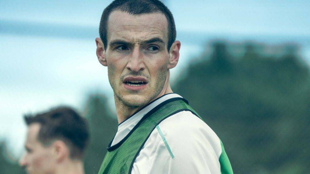 Eanna Hardwicke as Roy Keane in Saipan, directed by Lisa Barros D'Sa and Glenn Leyburn. Photo: Aidan Monaghan. Copyright: Vertigo Releasing/Wildcard Distribution. All Rights Reserved.