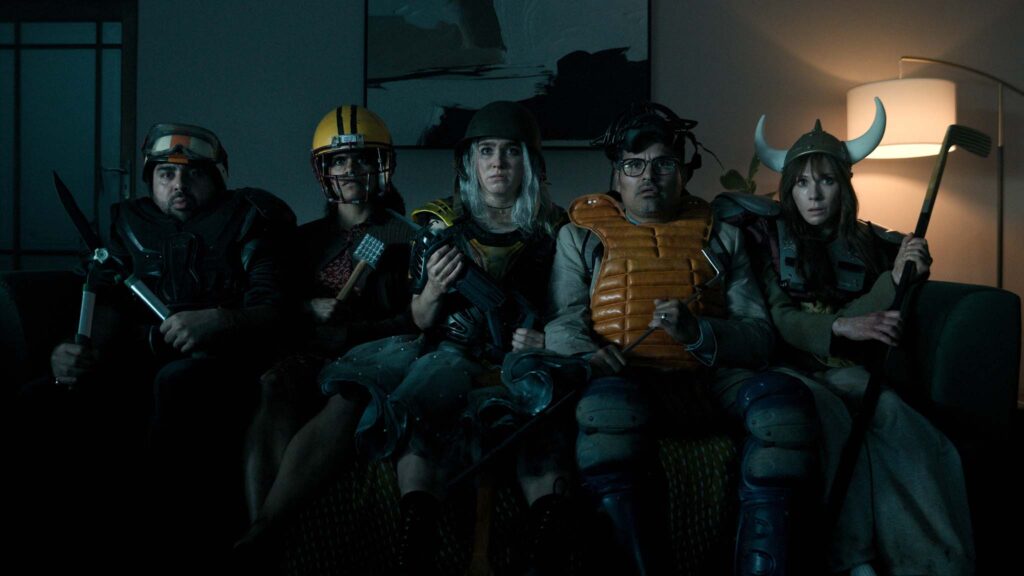 Asim Chaudhry as Scott, Zazie Beetz as Janet, Haley Lu Richardson as Ingrid, Michael Pena as Mark and Juno Temple as Susan in Good Luck, Have Fun, Don’t Die, directed by Gore Verbinski. Photo: Dean Rogers. Copyright: Briarcliff Entertainment/Entertainment Film Distributors. All Rights Reserved.