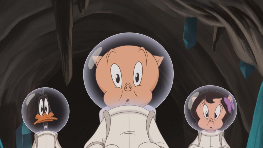 Daffy Duck (voiced by Eric Bauza), Porky Pig (Bauza again) and Petunia Pig (Candi Milo) in Looney Tunes: The Day The Earth Blew Up, directed by Pete Browngardt. Copyright: Vertigo Releasing/Warner Bros. Animation. All Rights Reserved.