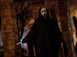 Ghostface in Scream 7, directed by Kevin Williamson. Photo: Jessica Miglio. Copyright: 2025 Paramount Pictures. Ghost Face is a Registered Trademark of Fun World Div., Easter Unlimited, Inc. 1999. All Rights Reserved.