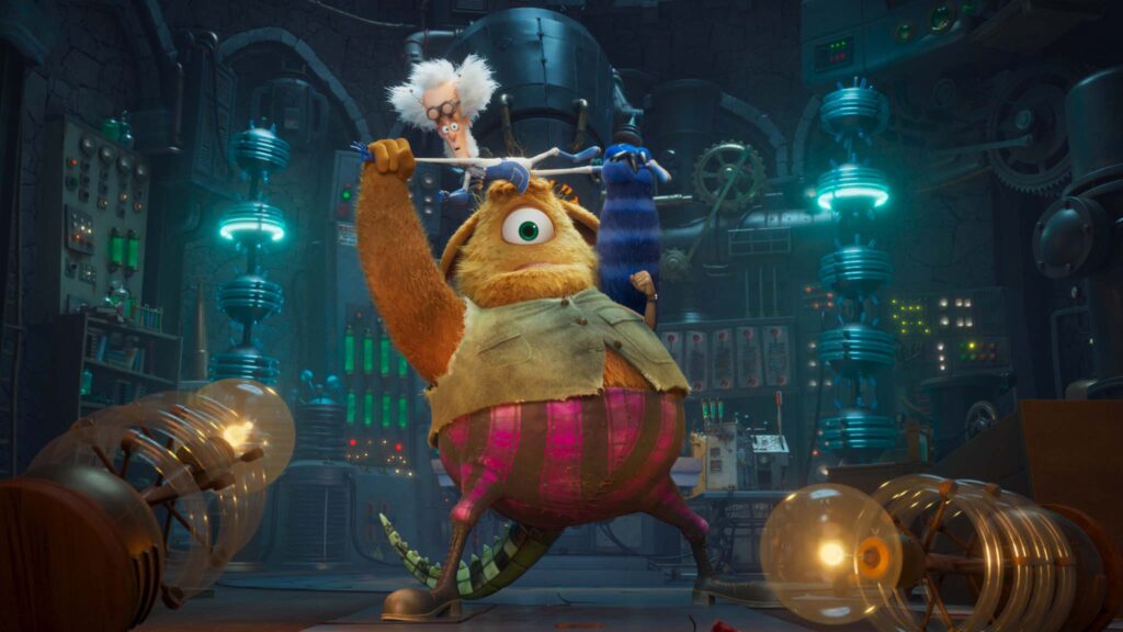 Professor (voiced by Rob Brydon) and Creature (Joel Fry) in Stitch Head, directed by Steve Hudson. Copyright: Kazoo Films. All Rights Reserved.