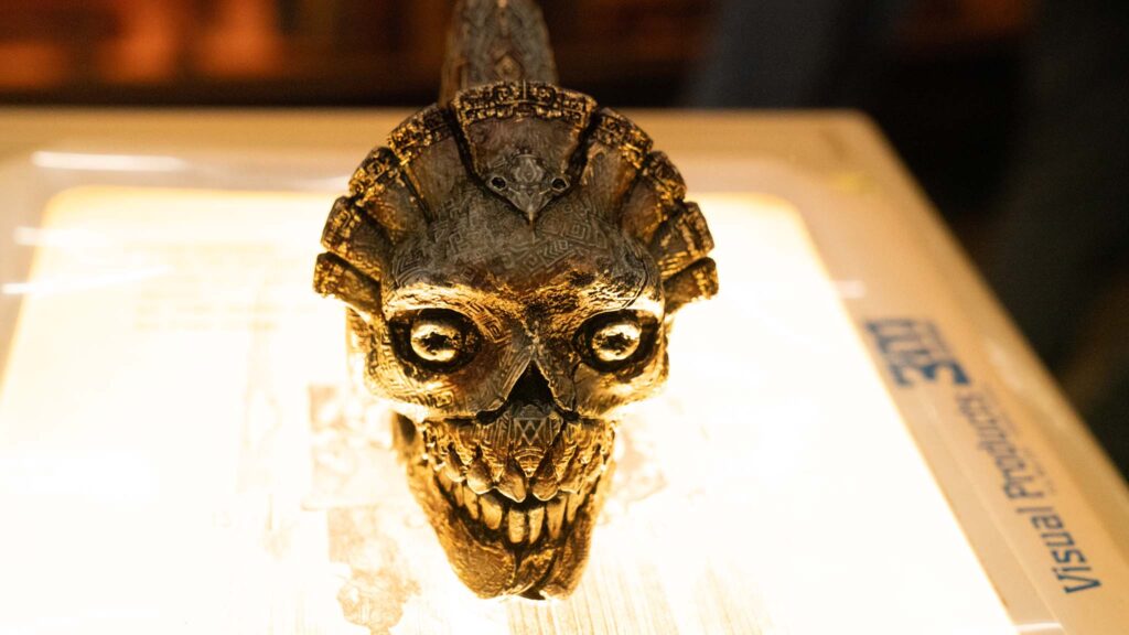 The Aztec death whistle in Whistle, directed by Corin Hardy. Photo: Michael Gibson. Copyright: Black Bear. All Rights Reserved.