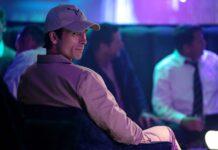 Glen Powell as Becket Redfellow in How To Make A Killing, directed by John Patton Ford. Photo: Ilze Kitshoff. Copyright: StudioCanal. All Rights Reserved.