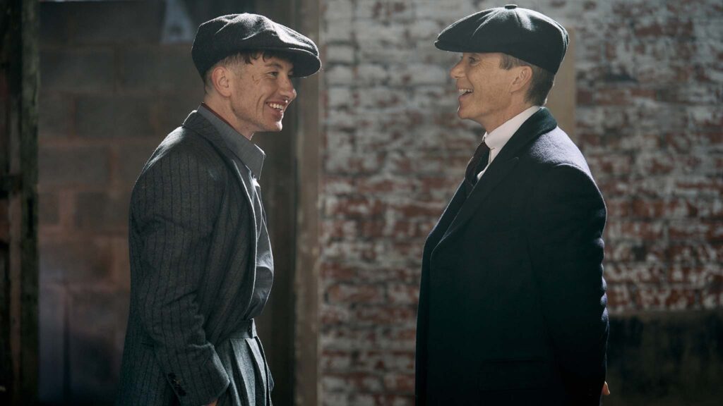 Barry Keoghan as Duke Shelby and Cillian Murphy as Tommy Shelby in Peaky Blinders: The Immortal Man, directed by Tom Harper. Photo: Robert Viglasky. Copyright: Netflix, Inc.. All Rights Reserved.
