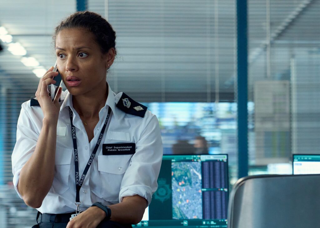 Gugu Mbatha-Raw as Chief Superintendent Zuzana in Fuze, directed by David Mackenzie. Photo: Robert Viglasky. Copyright: Sky UK Ltd/Roadside Attractions. All Rights Reserved.