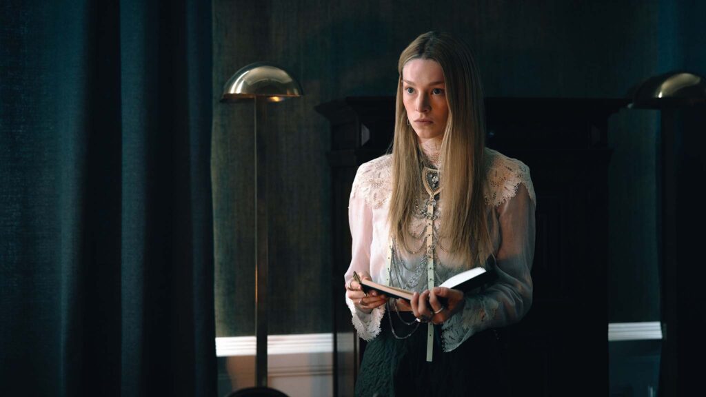 Hunter Schafer as Hilda in Mother Mary, directed by David Lowery. Copyright: A24 Films. All Rights Reserved.