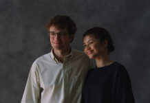 Robert Pattinson as Charlie Thompson and Zendaya as Emma Harwood in The Drama, directed by Kristoffer Borgli. Copyright: A24. All Rights Reserved.