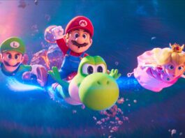 Luigi (voiced by Charlie Day), Mario (Chris Pratt), Yoshi (Donald Glover) and Princess Peach (Anya Taylor-Joy) in The Super Mario Galaxy Movie, directed by Aaron Horvath and Michael Jelenic. Copyright: Nintendo and Illumination. All Rights Reserved.