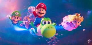 Luigi (voiced by Charlie Day), Mario (Chris Pratt), Yoshi (Donald Glover) and Princess Peach (Anya Taylor-Joy) in The Super Mario Galaxy Movie, directed by Aaron Horvath and Michael Jelenic. Copyright: Nintendo and Illumination. All Rights Reserved.