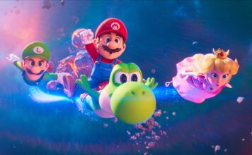 Luigi (voiced by Charlie Day), Mario (Chris Pratt), Yoshi (Donald Glover) and Princess Peach (Anya Taylor-Joy) in The Super Mario Galaxy Movie, directed by Aaron Horvath and Michael Jelenic. Copyright: Nintendo and Illumination. All Rights Reserved.