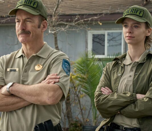 Bob Odenkirk as Ulysses Richardson and Jess Mcleod as Alex in Normal, directed by Ben Wheatley. Copyright: Magnolia Films. All Rights Reserved.