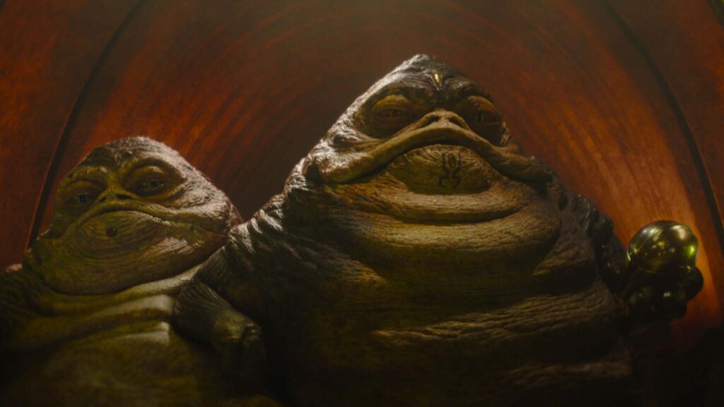 Sister and Brother Hutt in Star Wars: The Mandalorian and Grogu., directed by Jon Favreau. Copyright: Lucasfilm Ltd. All Rights Reserved.