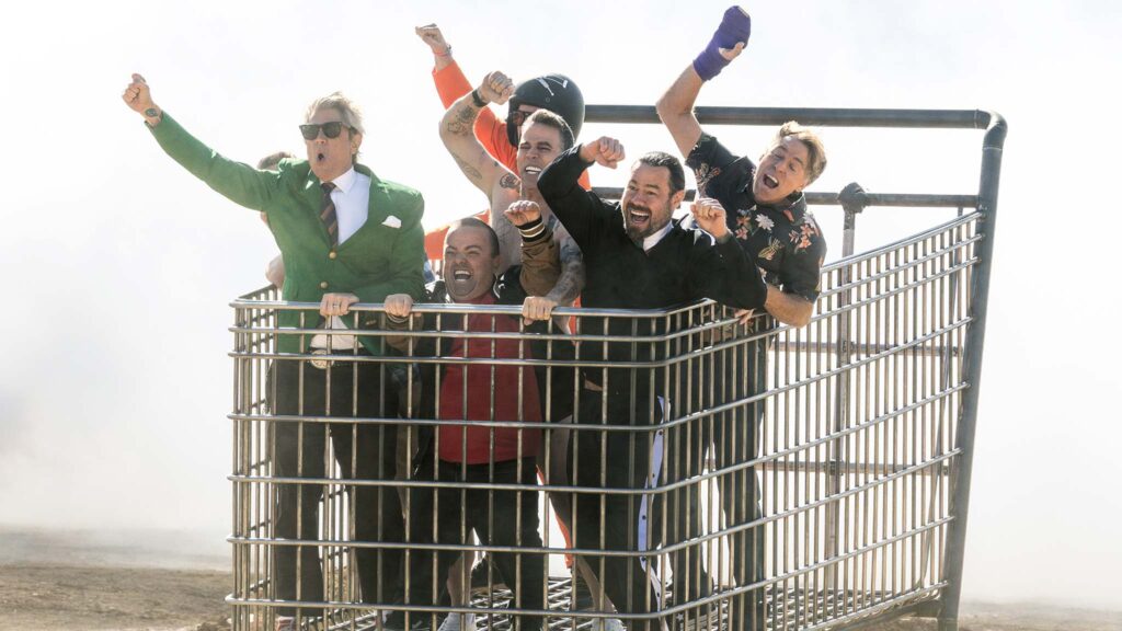 Preston Lacy, Johnny Knoxville, Wee Man, Steve-O, Danger Ehren, Preston Lacy, Chris Pontius and Dave England in Jackass: Best And Last, directed by Jeff Tremaine. Photo: Sean Cliver. Copyright: Paramount Pictures. All Rights Reserved.