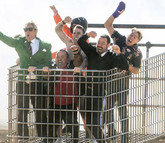 Preston Lacy, Johnny Knoxville, Wee Man, Steve-O, Danger Ehren, Preston Lacy, Chris Pontius and Dave England in Jackass: Best And Last, directed by Jeff Tremaine. Photo: Sean Cliver. Copyright: Paramount Pictures. All Rights Reserved.