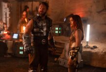 Johannes Haukur Johannesson as Fisto and Camila Mendes as Teela in Masters Of The Universe, directed by Travis Knight. Photo: Giles Keyte. Copyright: Amazon MGM Studios Content Services LLC. All Rights Reserved..