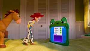 Bullseye, Jessie, and Lilypad in Toy Story 5, directed by Andrew Stanton. Copyright: 2026 Disney/Pixar. All Rights Reserved.
