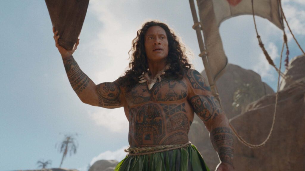 Dwayne Johnson as Maui in Moana, directed by Thomas Kail. Copyright: Disney Enterprises, Inc. All Rights Reserved.