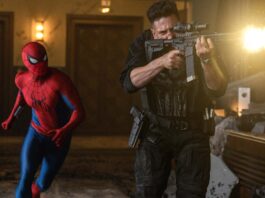 Spider-Man and Jon Bernthal as The Punisher in Spider-Man: Brand New Man, directed by Destin Daniel Cretton. Photo: Jay Maidment. Copyright: 2026 CTMG. All Rights Reserved. Marvel and all related character names: Copyright 2026 Marvel.