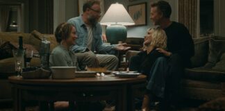 Olivia Wilde as Angela, Seth Rogen as Joe, Penelope Cruz as Pina and Edward Norton as Hawk in The Invite, directed by Olivia Wilde. Copyright: Black Bear. All Rights Reserved.
