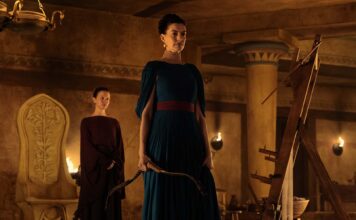 Top 3 Films of the Week 13 July 2026 Mia Goth as Melantho and Anne Hathaway as Penelope in The Odyssey, directed by Christopher Nolan. Photo: Melinda Sue Gordon. Copyright: Universal Studios. All Rights Reserved.