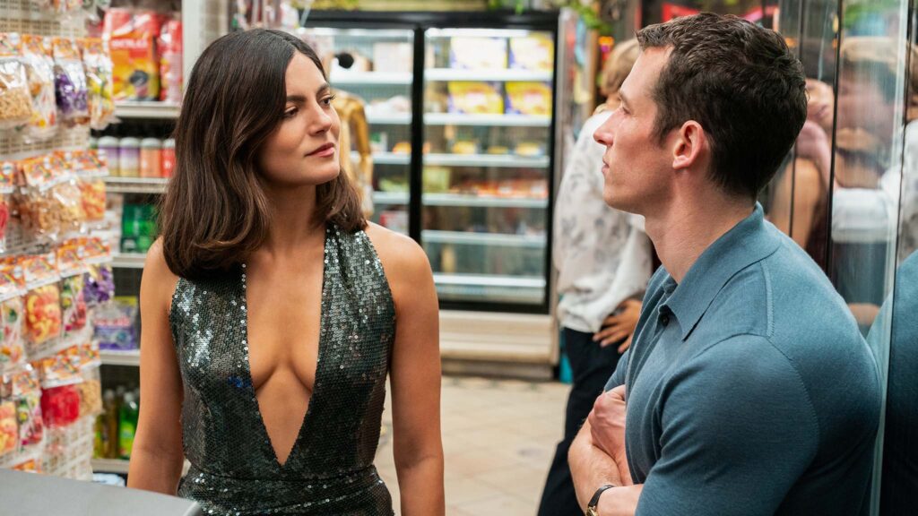 Monica Barbaro as Allie and Callum Turner as Owen in One Night Only, directed by Will Gluck. Photo: Nicole Rivelli. Copyright: Universal Studios. All Rights Reserved.