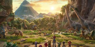 Chase (voiced by Rain Janjua), Skye (Mckenna Grace), Marshall (Carter Young), Rubble (Lucien Duncan-Reid), Ryder (voiced by Henry Bolan), Rocky (William Desrosiers), Rex (Hayden Chamberlen) and Zuma (Nylan Parthipan) in PAW Patrol: The Dino Movie, directed by Cal Brunker. Copyright: Paramount Pictures. All Rights Reserved.