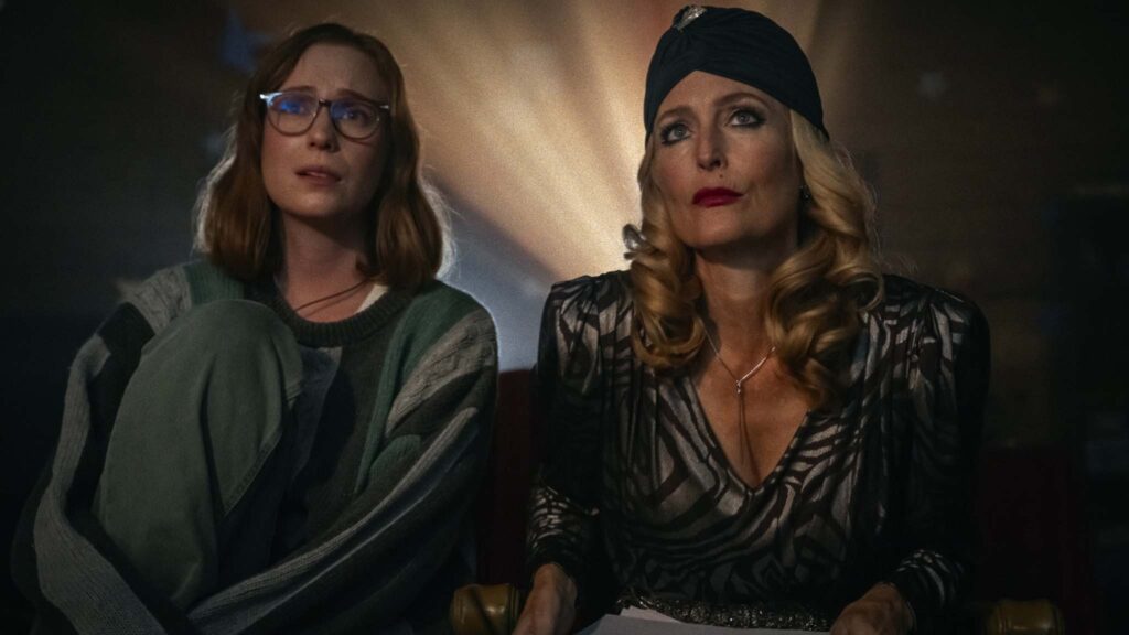 Hannah Einbinder as Kris Williams and Gillian Anderson as Billy Presley in Teenage Sex And Death At Camp Miasma, directed by Jane Schoenbrun. Photo: Ryan Plummer. Copyright: MUBI. All Rights Reserved.