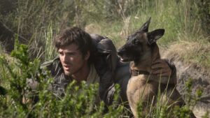 Jacob Elordi as Hig and Jasper in The Dog Stars, directed by Ridley Scott. Photo: Fabio Lovino. Copyright: 2026 20th Century Studios. All Rights Reserved.