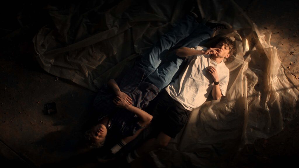 Stacy Clausen as Ryan and Joe Bird as Naim in Leviticus, directed by Adrian Chiarella. Copyright: Neon. All Rights Reserved.