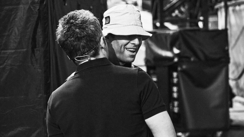Noel Gallagher and Liam Gallagher in Oasis: Don’t Look Back In Anger, directed by Will Lovelace and Dylan Southern. Copyright: Simon Emmett. All Rights Reserved.