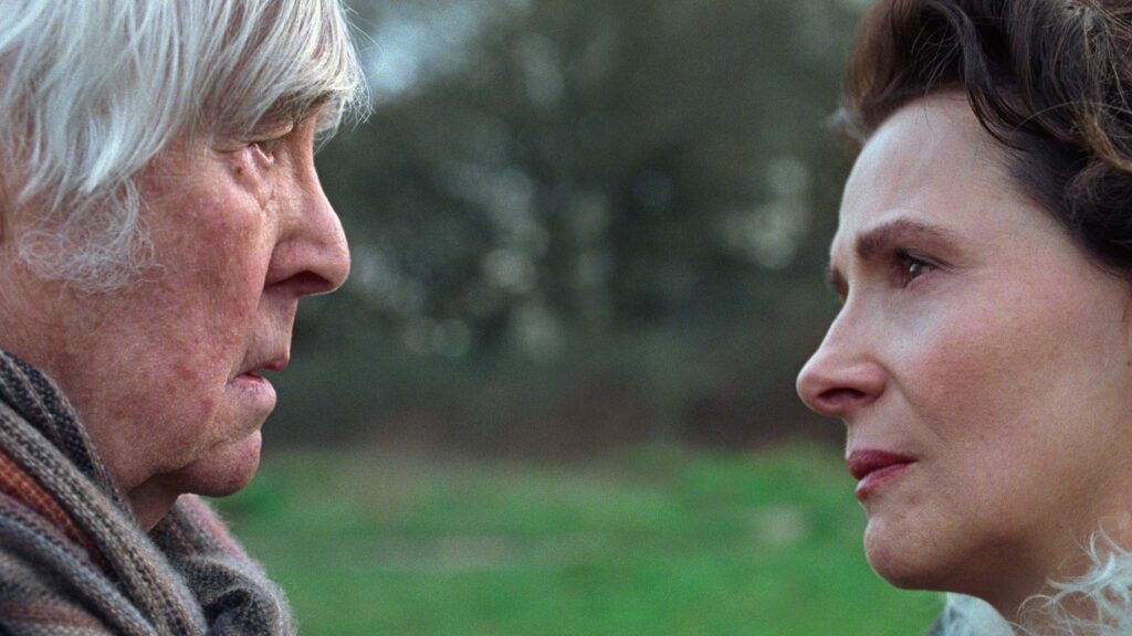 Tom Courtenay as Martin and Juliette Binoche as Amanda in Queen At Sea, directed by Lance Hammer. Copyright: Seafaring LLC. All Rights Reserved.