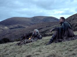 Hugh Jackman as Robin and Bill Skarsgard as Edward in The Death Of Robin Hood, directed by Michael Sarnoski. Photo: Aidan Monaghan. Copyright: DORH Holding Co LLC. All Rights Reserved.
